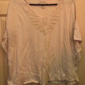Sonoma Cream Crochet V-Neck Tunic Top